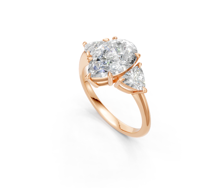 Pear-Cut Diamond & Trillion Trilogy Ring