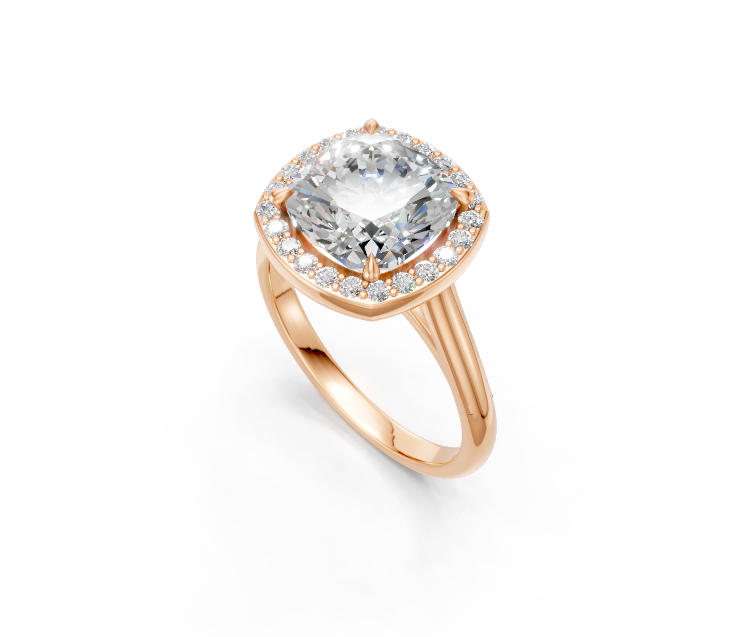 Cushion-Cut Halo Diamond Ring