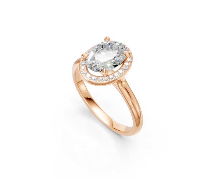 Oval-Cut Halo Diamond Ring