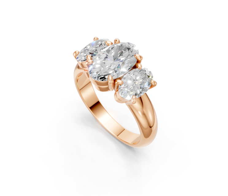 Oval-Cut Diamond Trilogy Ring