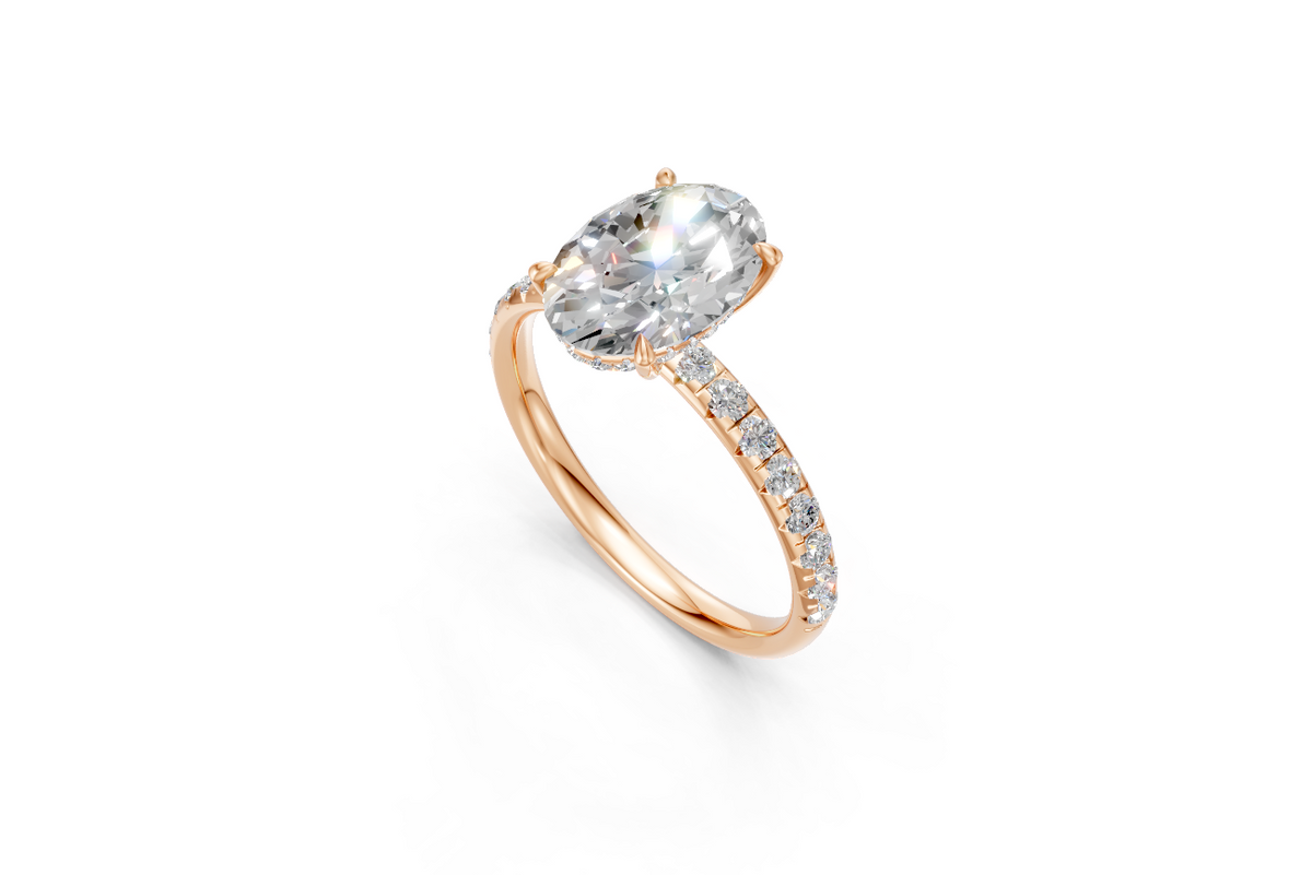 Oval-Cut Solitaire Ring with Diamond Band