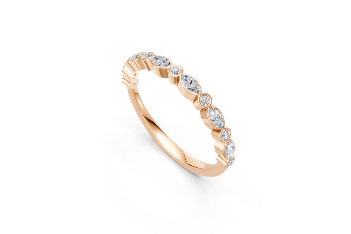 Round & Marquise Bezel-Set Half Eternity Ring