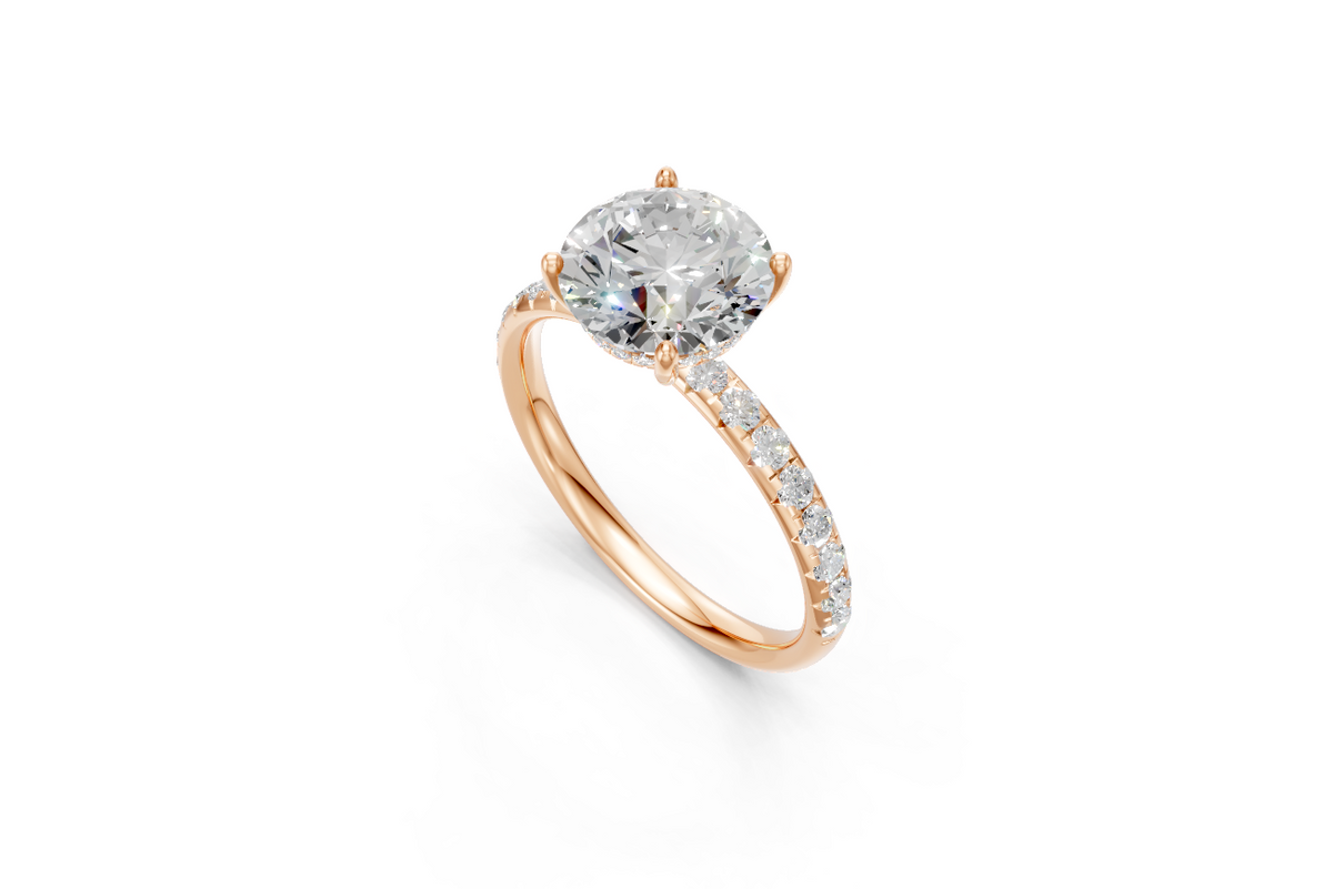 Round-Cut Solitaire Ring with Diamond Band