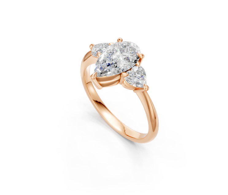 Pear-Cut & Heart Diamond Trilogy Ring