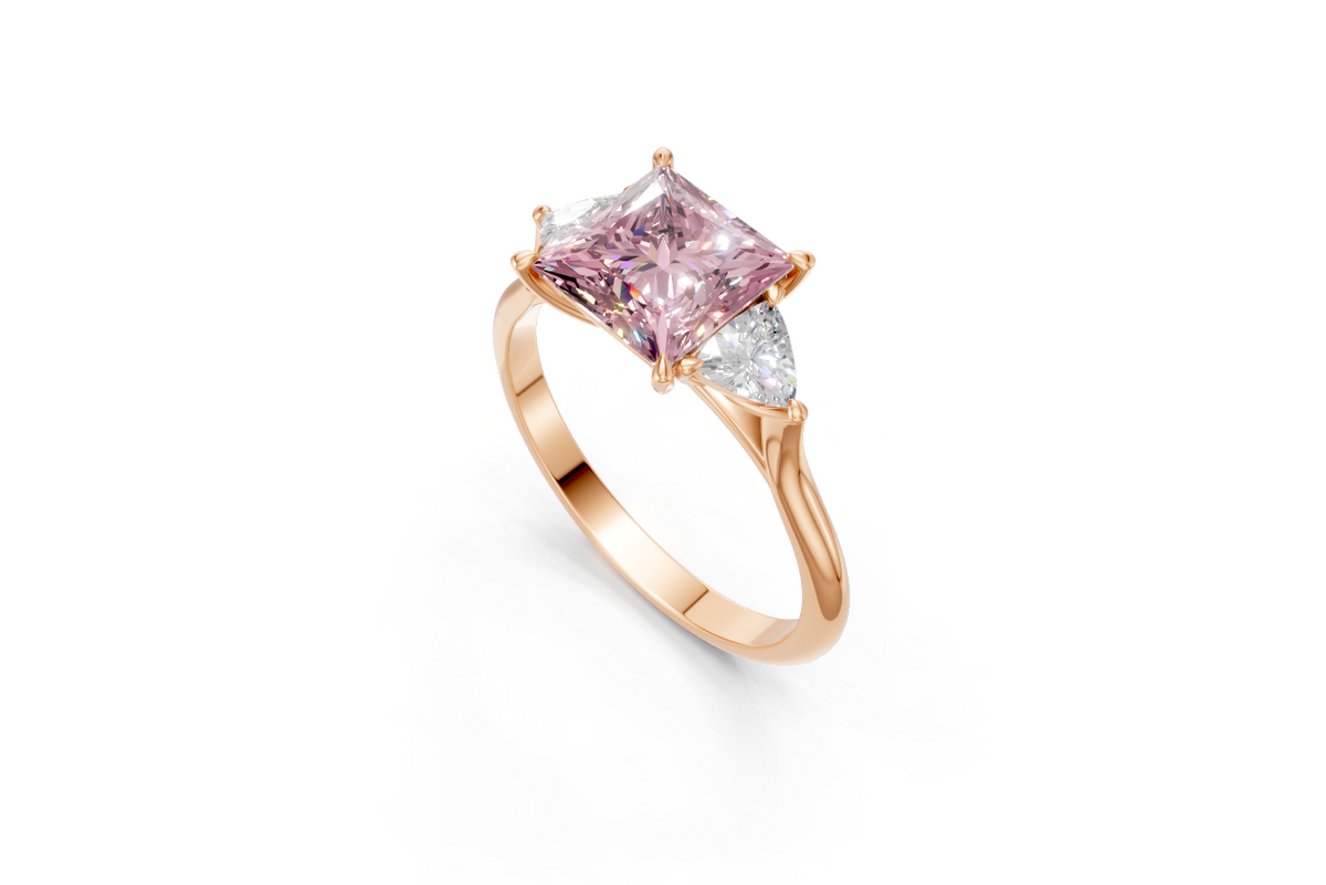Princess-Cut Pink Diamond & Trillion Trilogy Ring