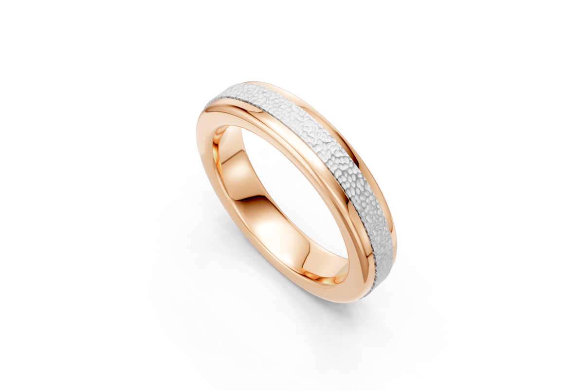 Men’s Two-Tone Hammered Wedding Band