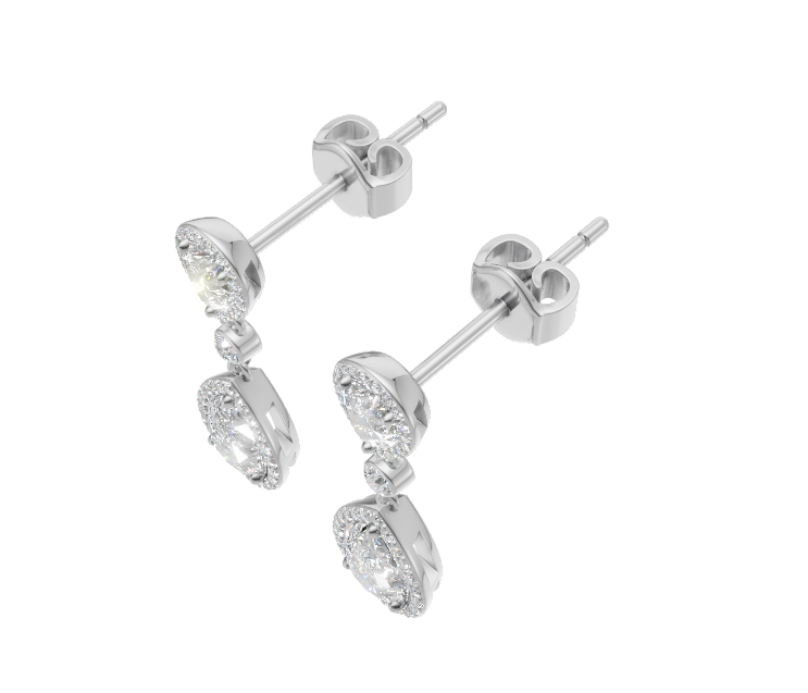 Pear-Cut Diamond Halo Drop Earrings