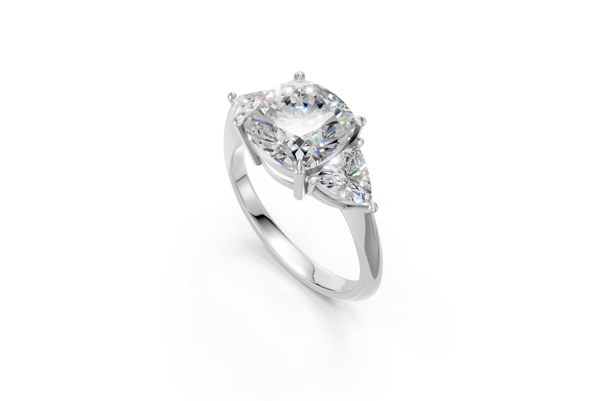 Cushion-Cut & Trillion Diamond Trilogy Ring