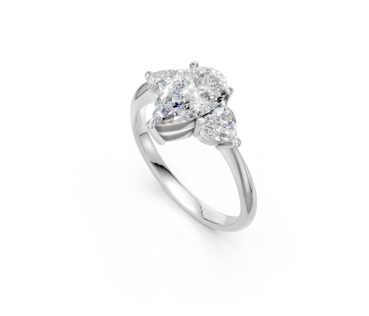 Pear-Cut & Heart Diamond Trilogy Ring