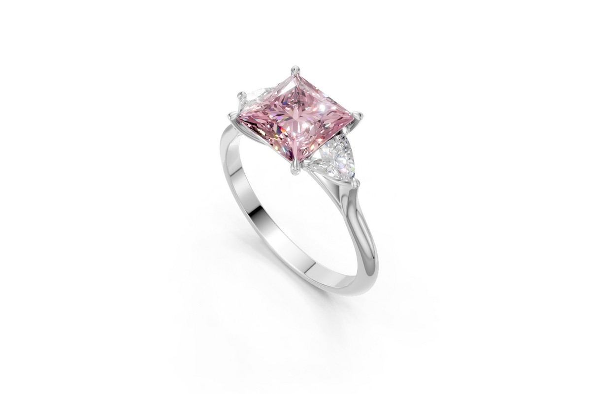 Princess-Cut Pink Diamond & Trillion Trilogy Ring