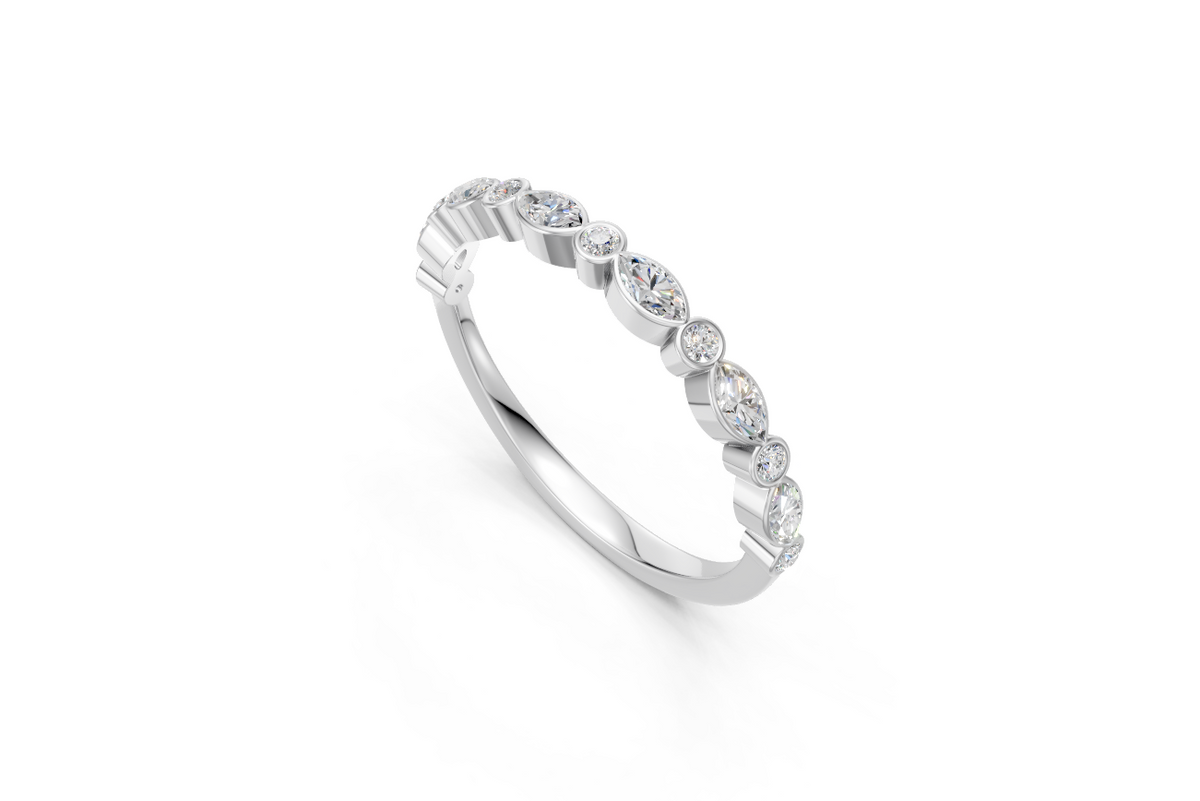 Round & Marquise Bezel-Set Half Eternity Ring