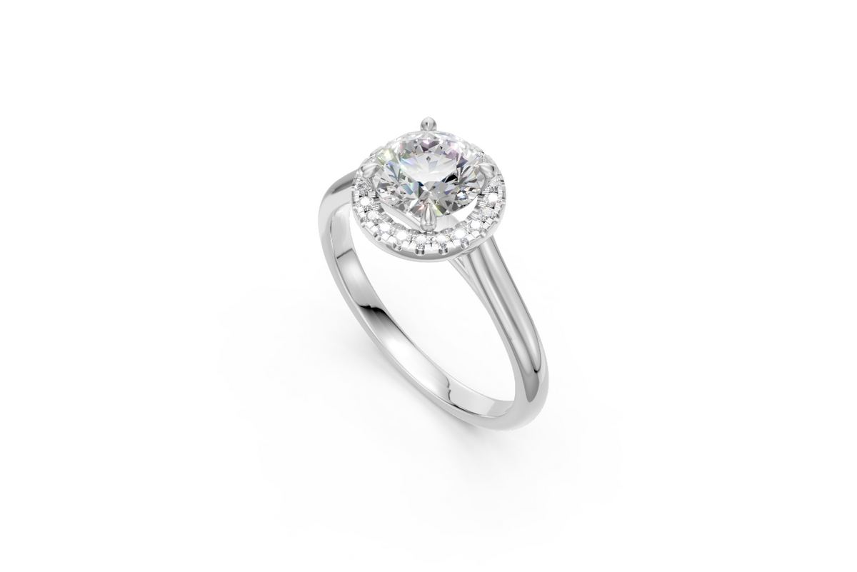 Round-Cut Halo Diamond Ring