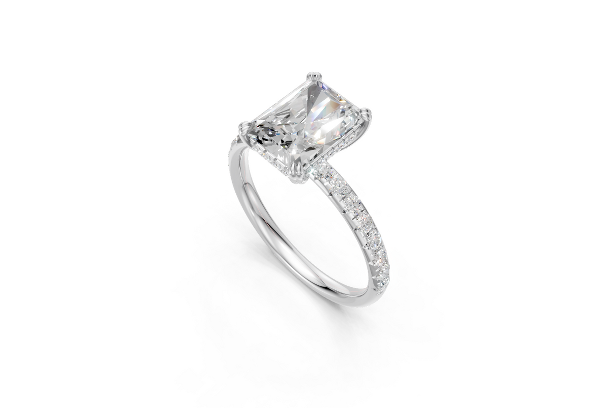 Radiant-Cut Solitaire Ring with Diamond Band