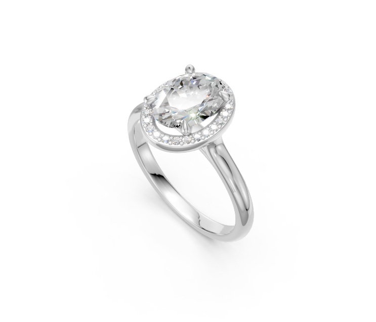 Oval-Cut Halo Diamond Ring