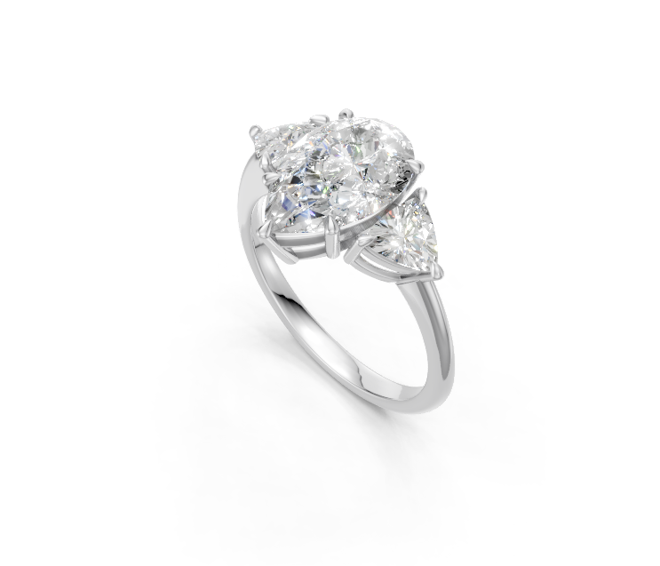Pear-Cut Diamond & Trillion Trilogy Ring