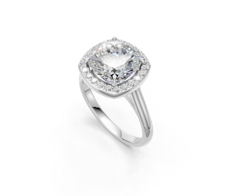 Cushion-Cut Halo Diamond Ring