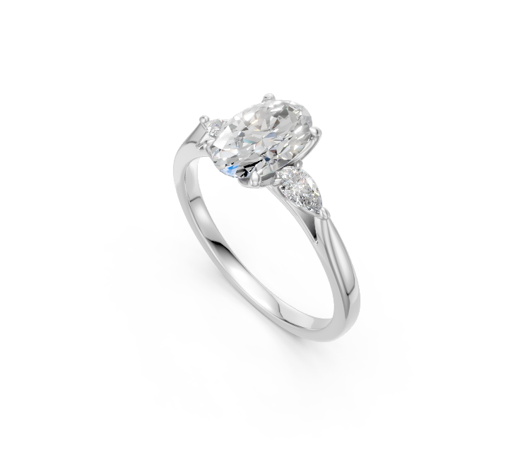 Oval-Cut & Pear Diamond Trilogy Ring