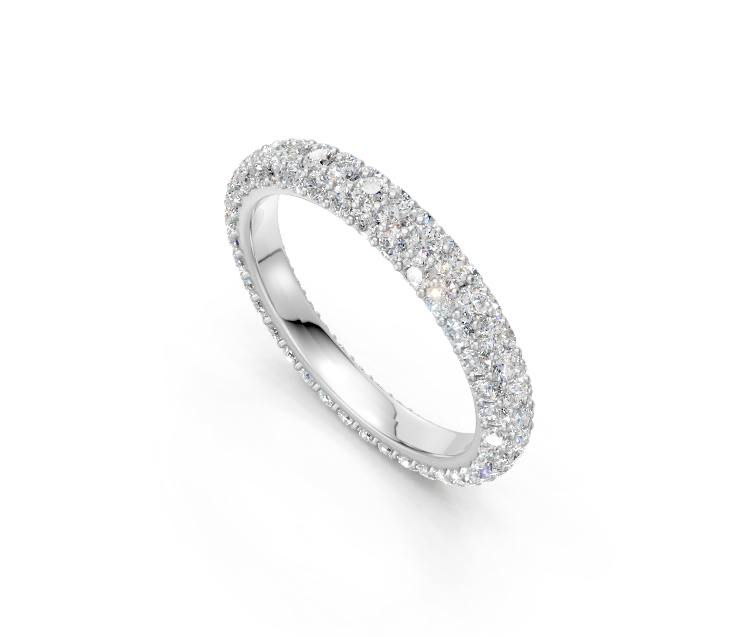 Pavé Set Round-Cut Diamonds Wedding Band