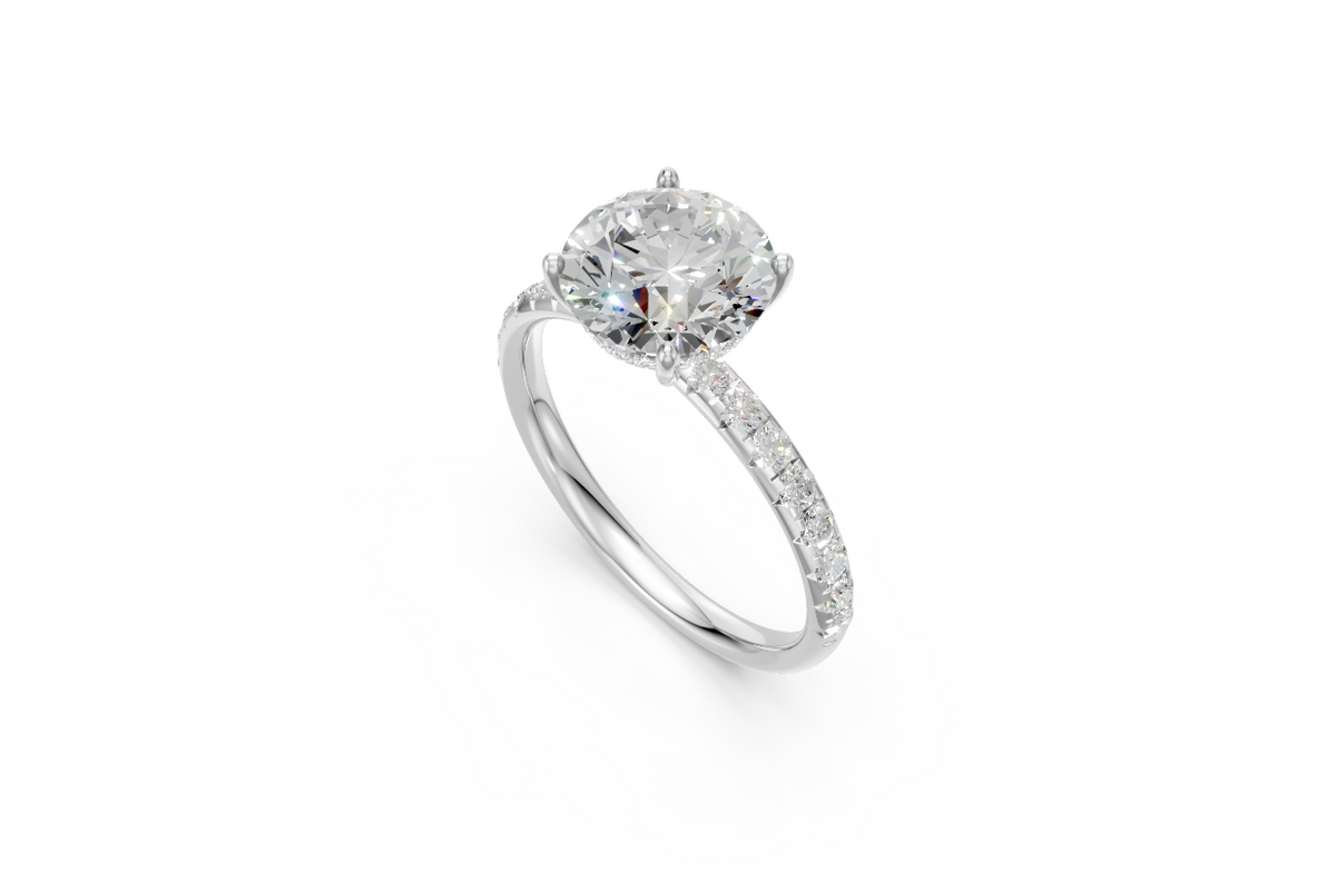 Round-Cut Solitaire Ring with Diamond Band