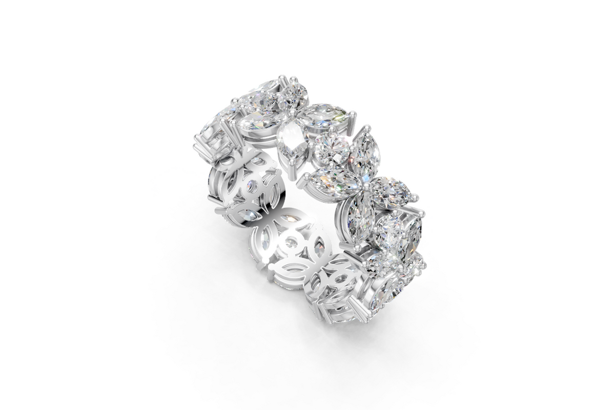 Marquise & Round Diamond Floral Eternity Ring