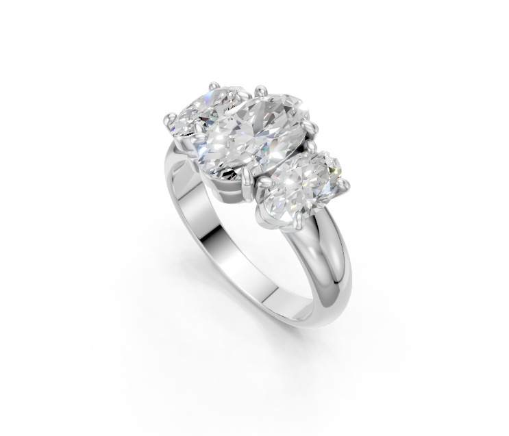 Oval-Cut Diamond Trilogy Ring