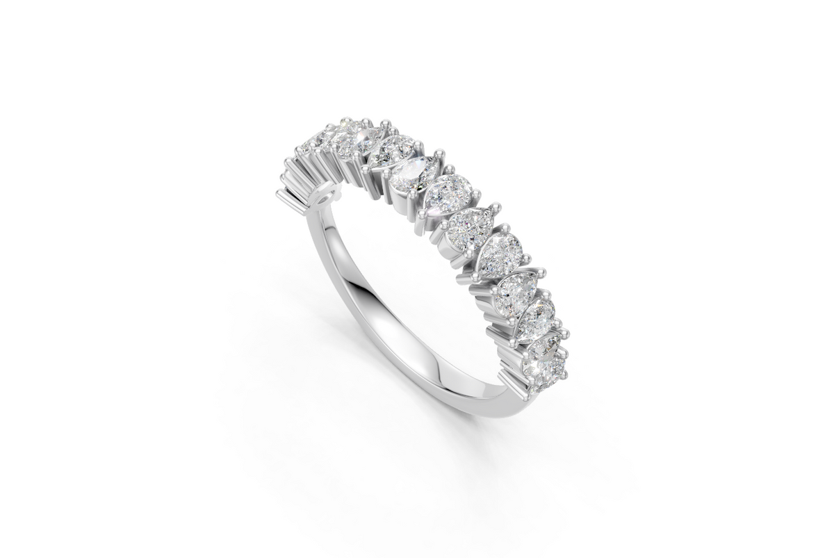 Pear-Cut Diamond Half Eternity Ring
