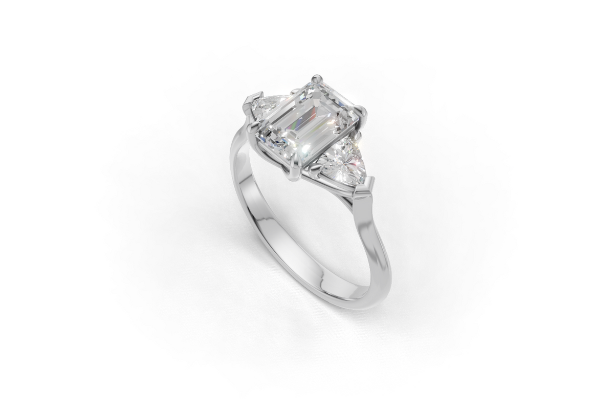 Emerald-Cut & Trillion Trilogy Ring