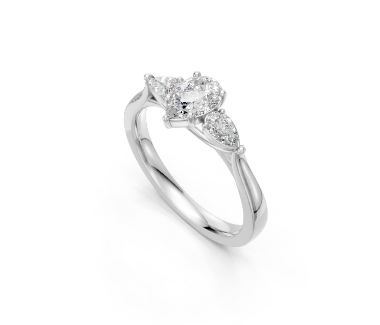 Pear-Cut Diamond Trilogy Ring