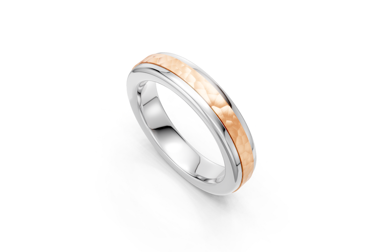 Men’s Two-Tone Hammered Wedding Band