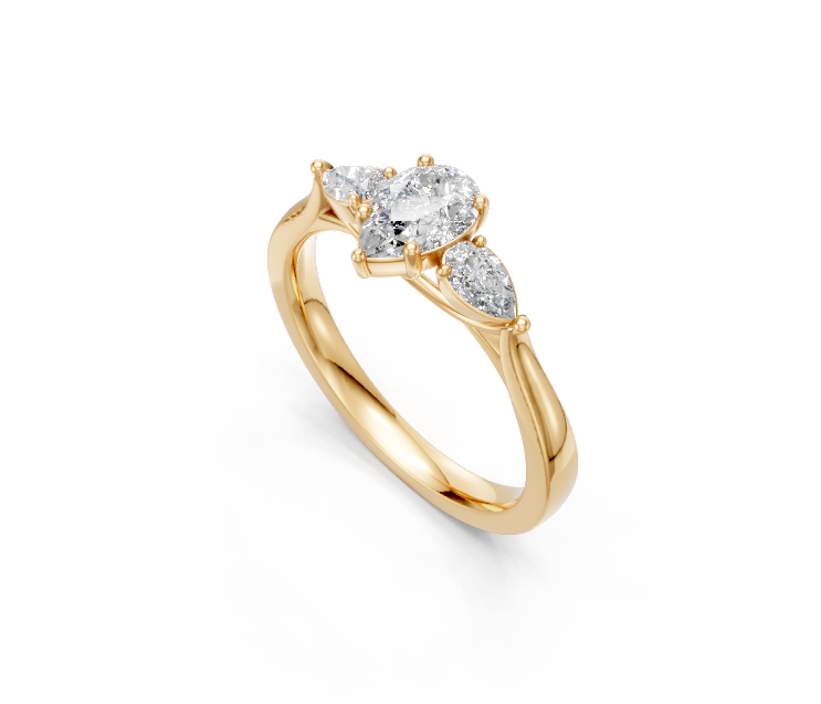 Pear-Cut Diamond Trilogy Ring