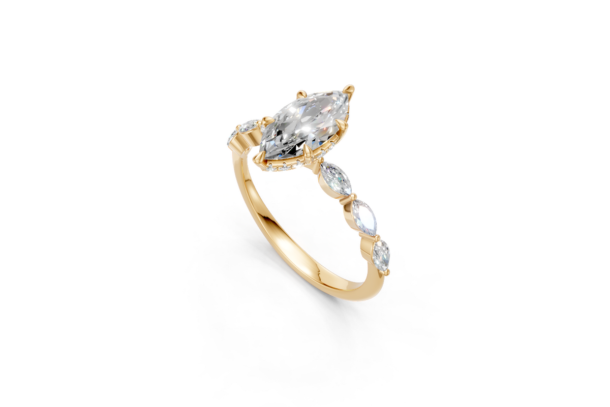 Marquise-Cut Solitaire Ring with Marquise Diamond Band