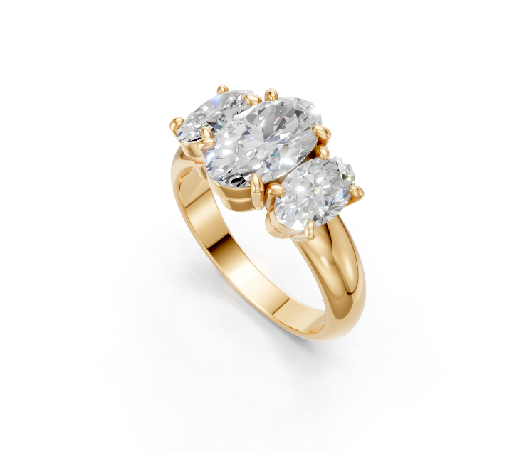 Oval-Cut Diamond Trilogy Ring