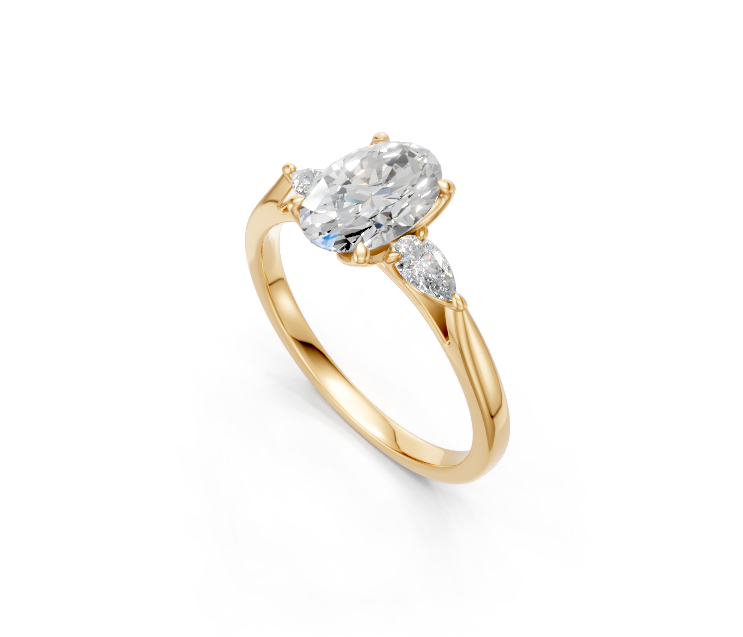 Oval-Cut & Pear Diamond Trilogy Ring