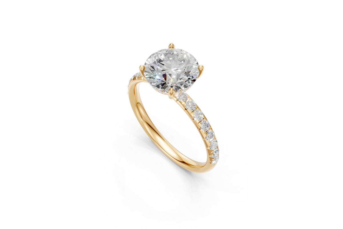 Round-Cut Solitaire Ring with Diamond Band