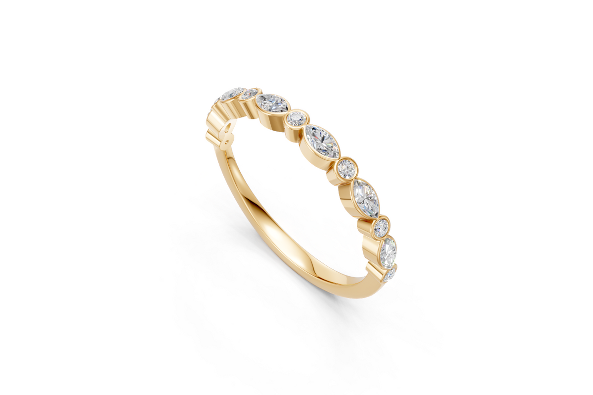 Round & Marquise Bezel-Set Half Eternity Ring