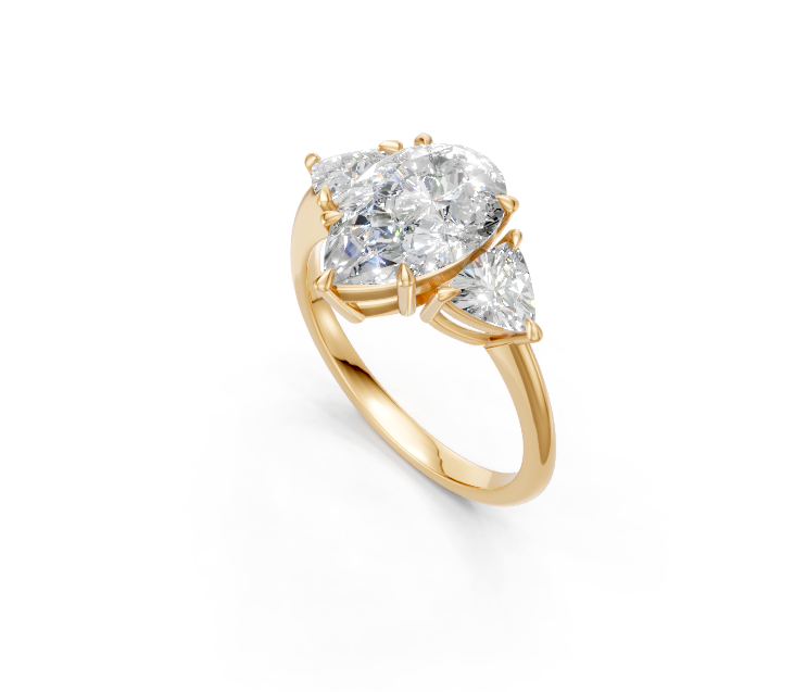 Pear-Cut Diamond & Trillion Trilogy Ring