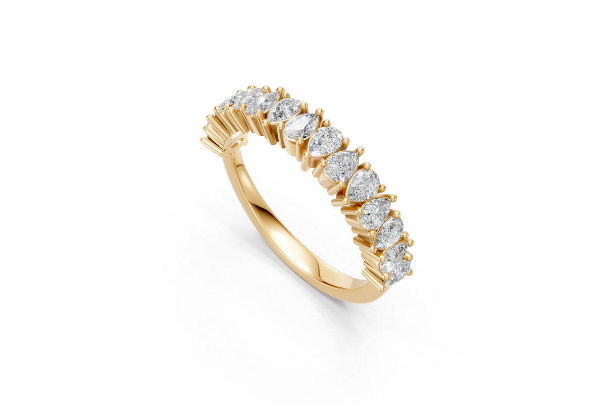 Pear-Cut Diamond Half Eternity Ring