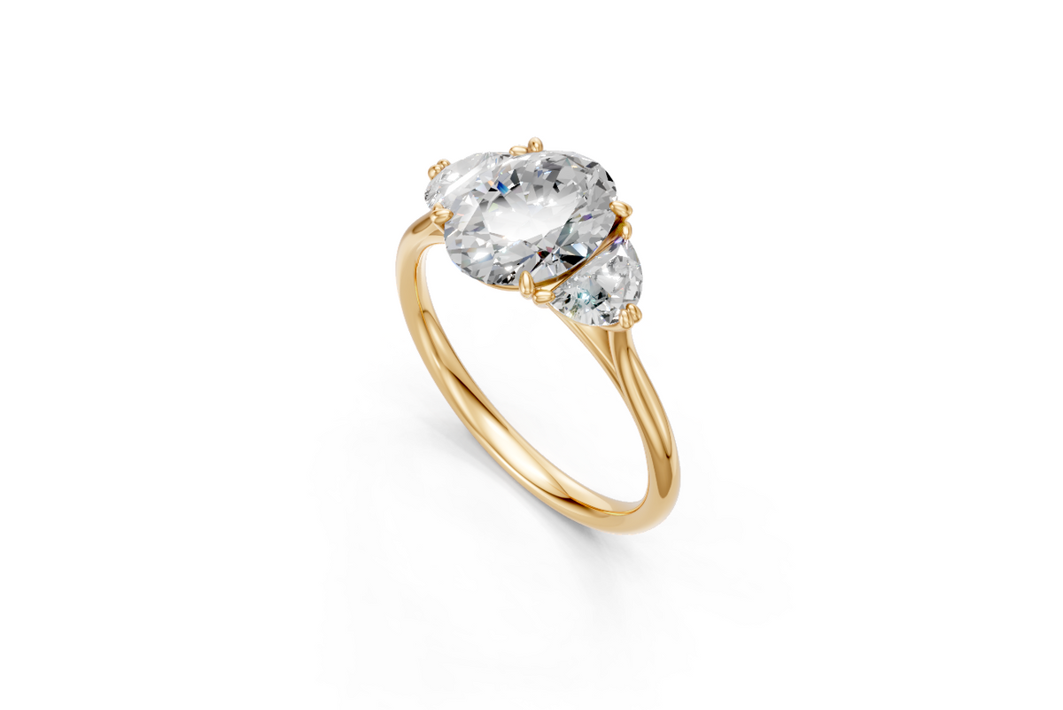 Oval-Cut Diamond & Half Moon Trilogy Ring