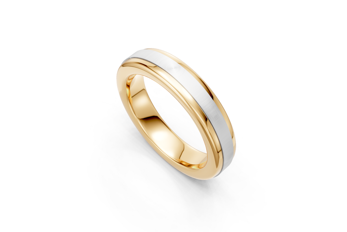 Men’s Two-Tone Hammered Wedding Band