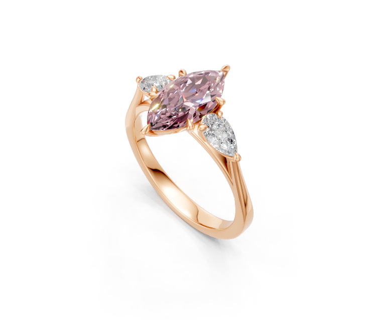 Marquise-Cut Pink Diamond & Pear Trilogy Ring