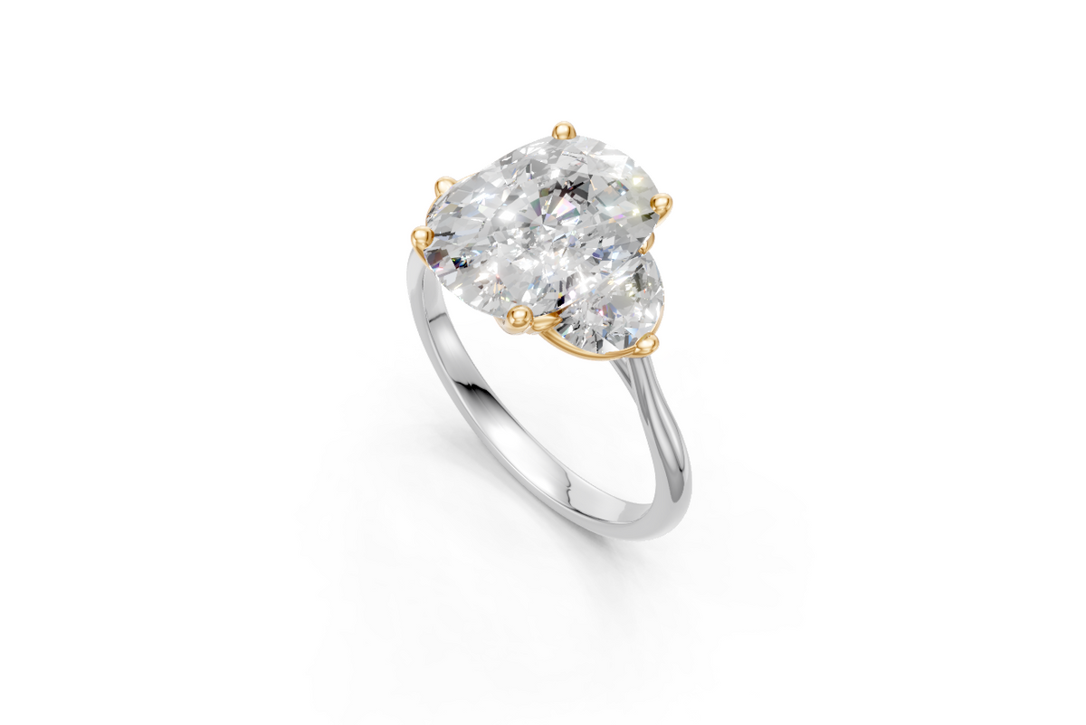 Two-Tone Elongated Cushion & Half Moon Trilogy Ring
