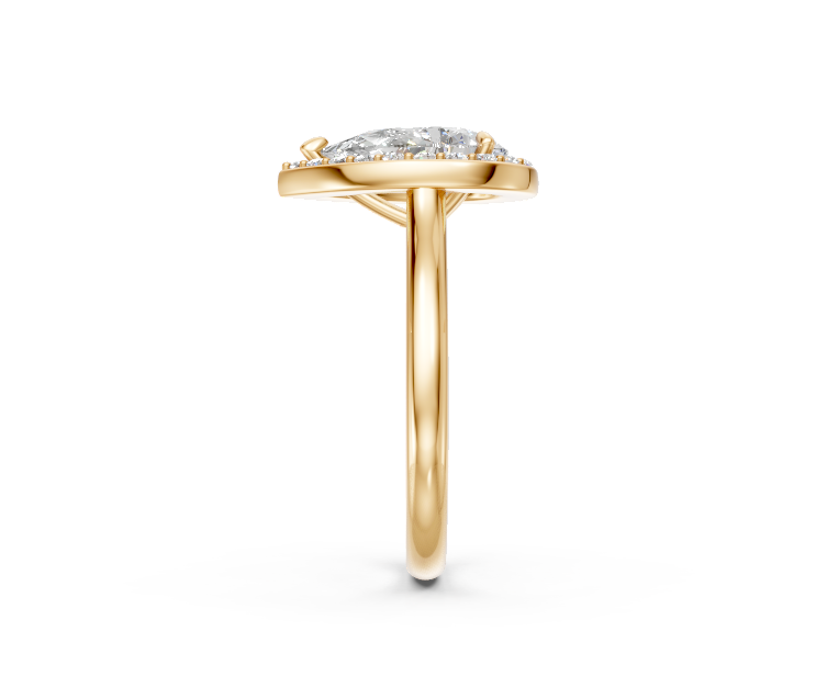 Pear-Cut Halo Diamond Ring