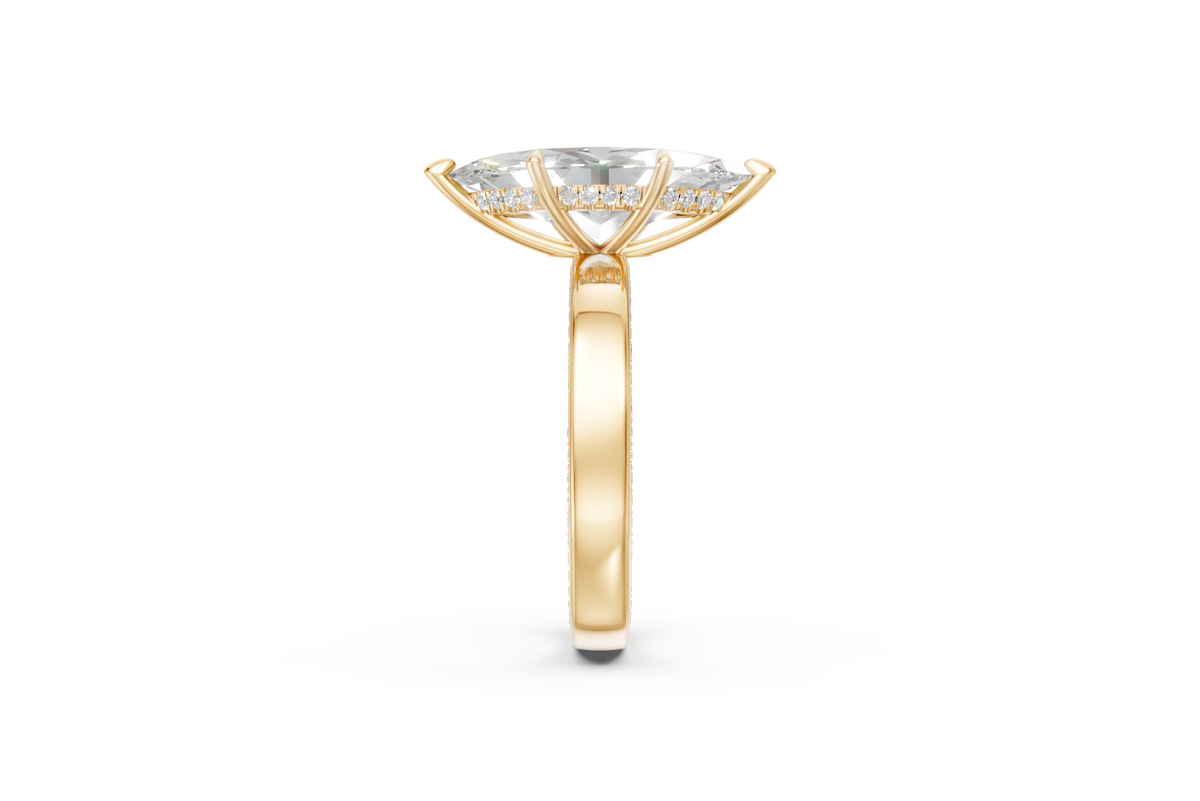 Marquise-Cut Solitaire Ring with Diamond-Set Band