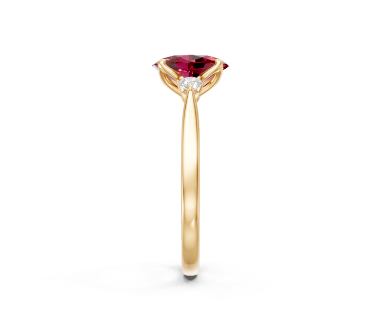 Oval-Cut Ruby & Pear Diamond Trilogy Ring