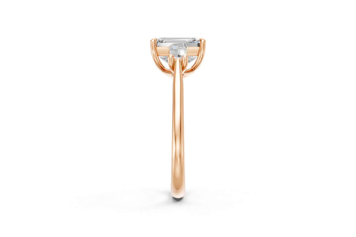 Emerald-Cut Diamond & Tapered Baguette Trilogy Ring