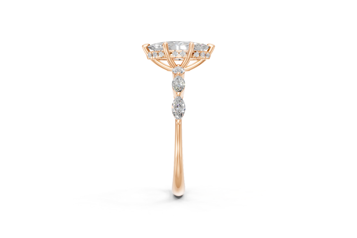 Marquise-Cut Solitaire Ring with Marquise Diamond Band