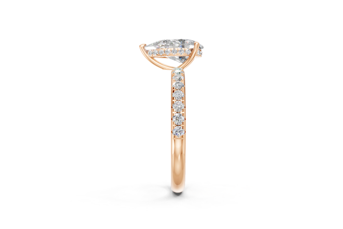 Pear-Cut Diamond Solitaire Ring with Diamond Band