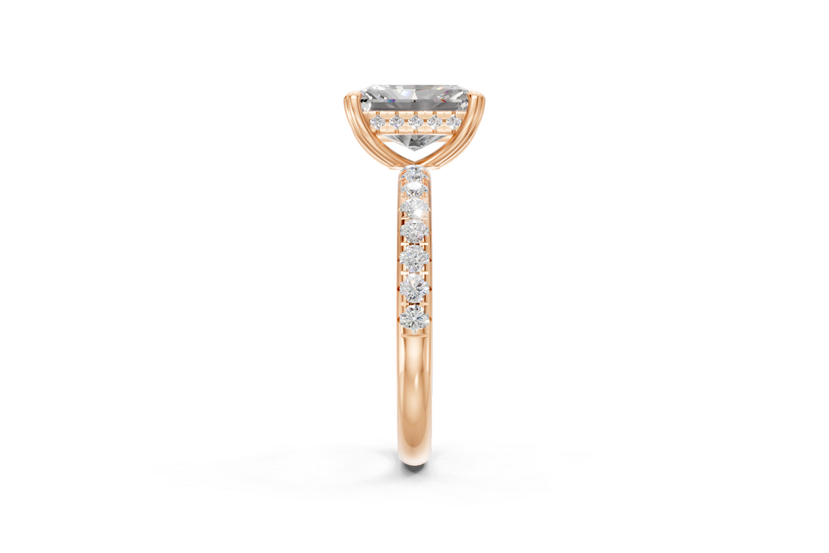 Radiant-Cut Solitaire Ring with Diamond Band