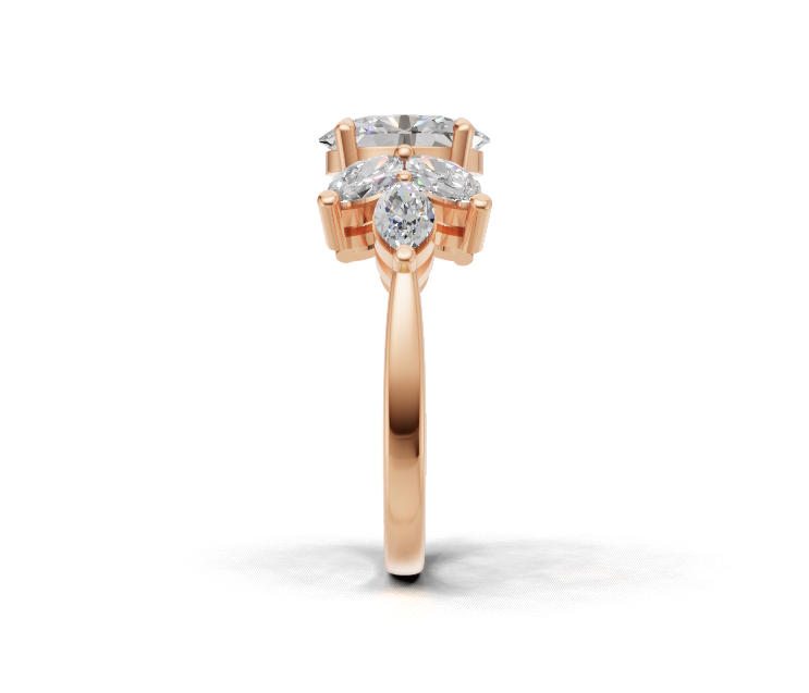 Oval Diamond Floral Multi-Stone Ring