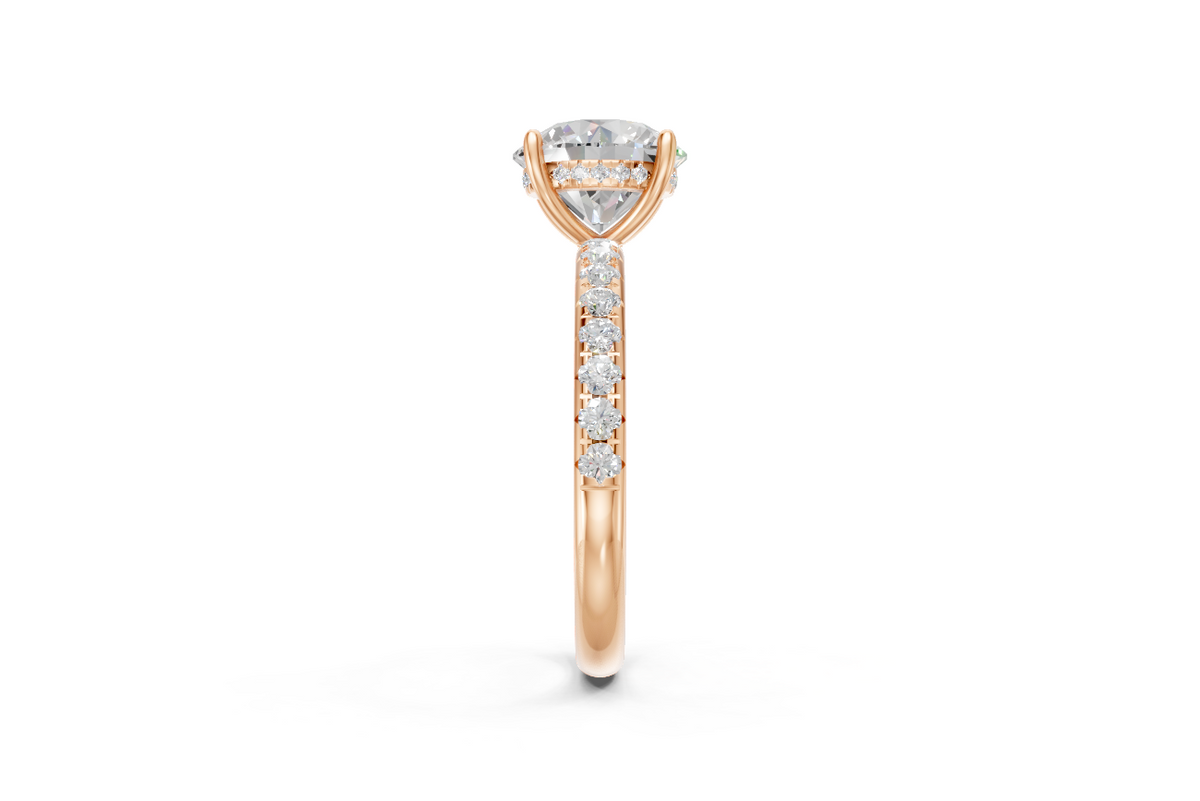 Round-Cut Solitaire Ring with Diamond Band